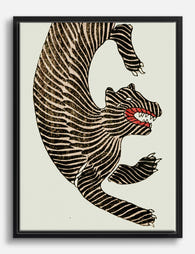 Striped Tiger Roar Canvas Print Black