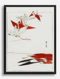 Crimson Origami Flight Canvas Print Black