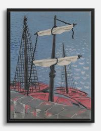 Fishing Boats by Mikulas Galanda Canvas Print Black