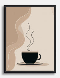Steaming Minimal Coffee Canvas Print Black