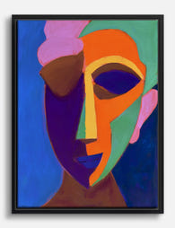 Bold Color Block Face Canvas Print Black