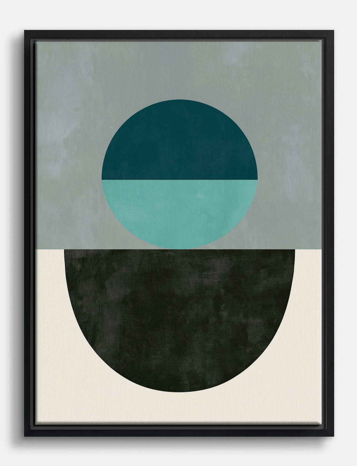 Balanced Forms in Teal and Black Canvas Print Black