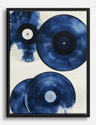 Indigo Vinyl Vibes Canvas Print Black