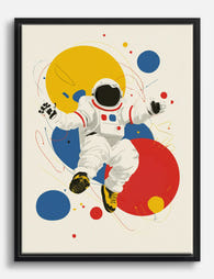 Playful Astronaut Pop Canvas Print Black