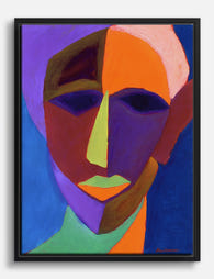 Bold Colorblock Portrait Canvas Print Black