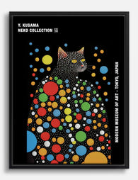 Kusamas Whimsical Cat Canvas Print Black