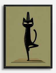 Zen Cat Pose Canvas Print Black