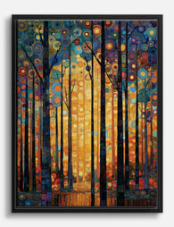 Klimt Sunlit Forest Canvas Print Black