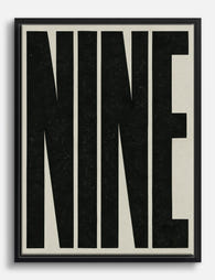 Bold Nine Typography Canvas Print Black