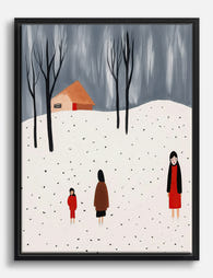 Winter Gathering Canvas Print Black
