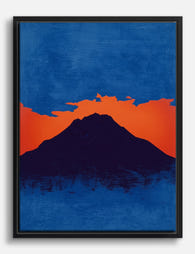 Electric Sunset Mountain Canvas Print Black