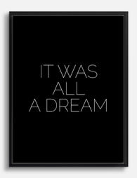 All a Dream Minimal Quote Canvas Print Black