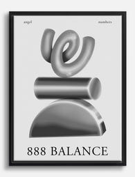 888 Balance Monochrome Canvas Print Black