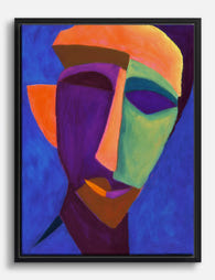 Bold Cubist Face Study Canvas Print Black