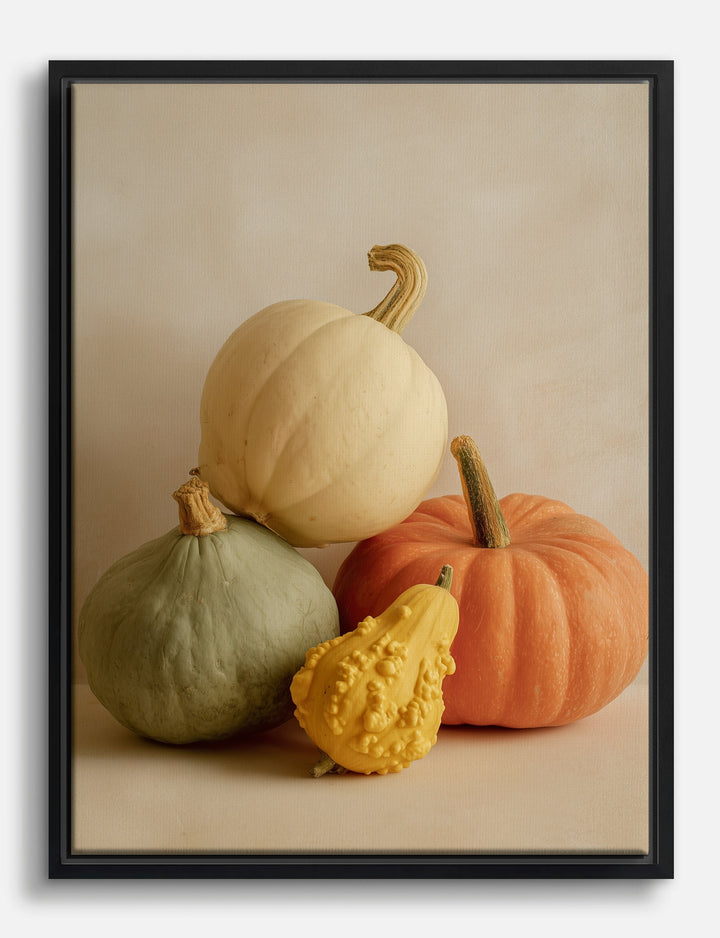 Autumn Harvest Still Life Canvas Print Black