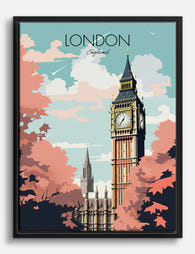 London Iconic Skyline Canvas Print Black