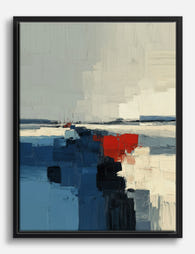 Modern Blue & Red Horizon Canvas Print Black