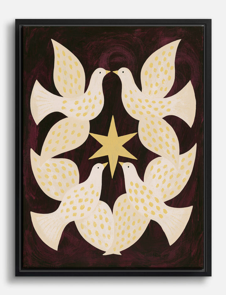 Doves of Harmony Canvas Print Black