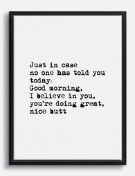 Morning Affirmation Quote Canvas Print Black