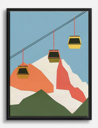 Mountain Cable Adventure Canvas Print Black