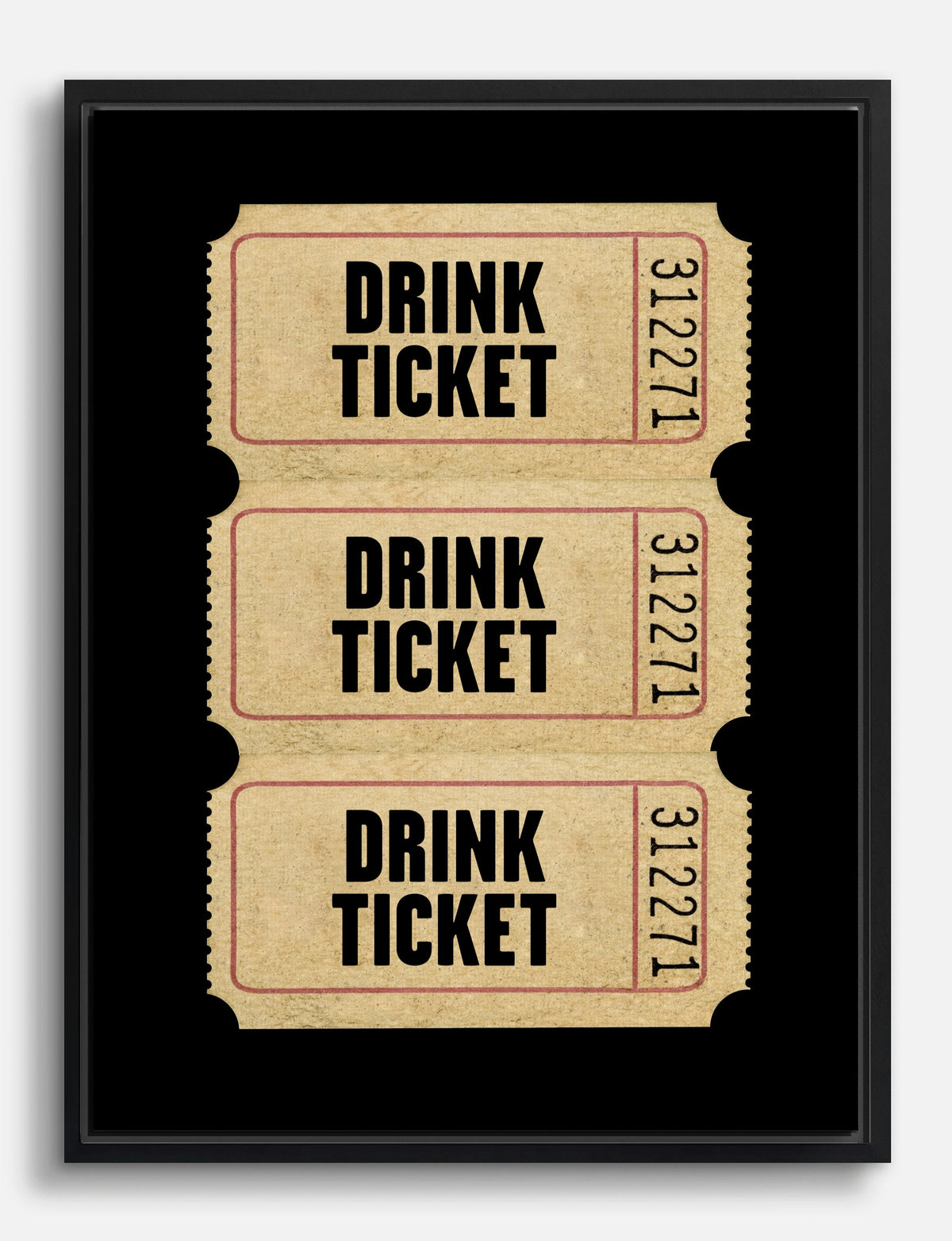 Retro Drink Ticket Trio Canvas Print Black