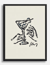Cocktail Hour Line Drawing Canvas Print Black