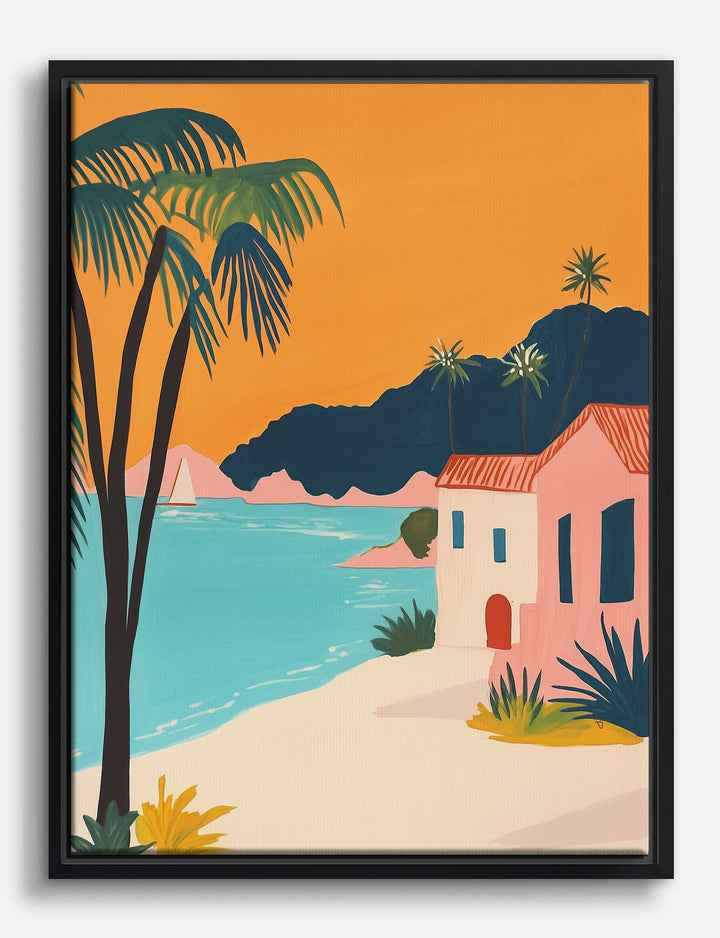 Pescara Coastal Retreat Canvas Print Black