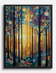 Klimt Sunlit Forest Canvas Print - Black