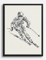 Minimalist Skier Motion Canvas Print Black