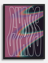 Violet Chaos Typography Canvas Print Black