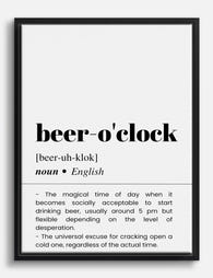 Beer O’Clock Definition Canvas Print - Black
