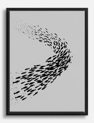 Flowing School Canvas Print Black