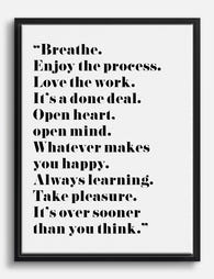 Breathe, Love, Learn Typography Canvas Print Black