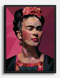 Frida Kahlo Geometric Portrait Canvas Print Black