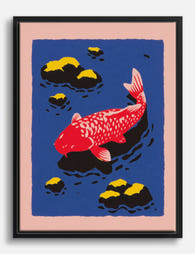 Vibrant Koi Serenity Canvas Print Black
