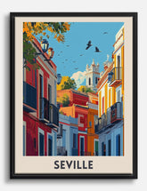 Seville Sunlit Streets Canvas Print Black