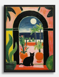 Matisse Black Cat Balcony Canvas Print Black