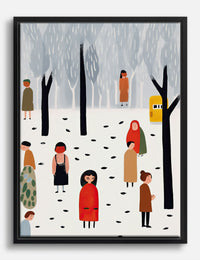 Winter Walks in London Canvas Print Black