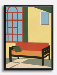 Cozy Sunlit Corner Canvas Print Black