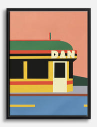 Retro Diner Charm Canvas Print Black