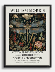 William Morris Dragonfly Canvas Print Black