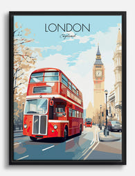 London Calling: Red Bus Charm Canvas Print Black