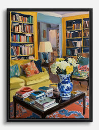 Cozy Book Nook Living Room Canvas Print Black