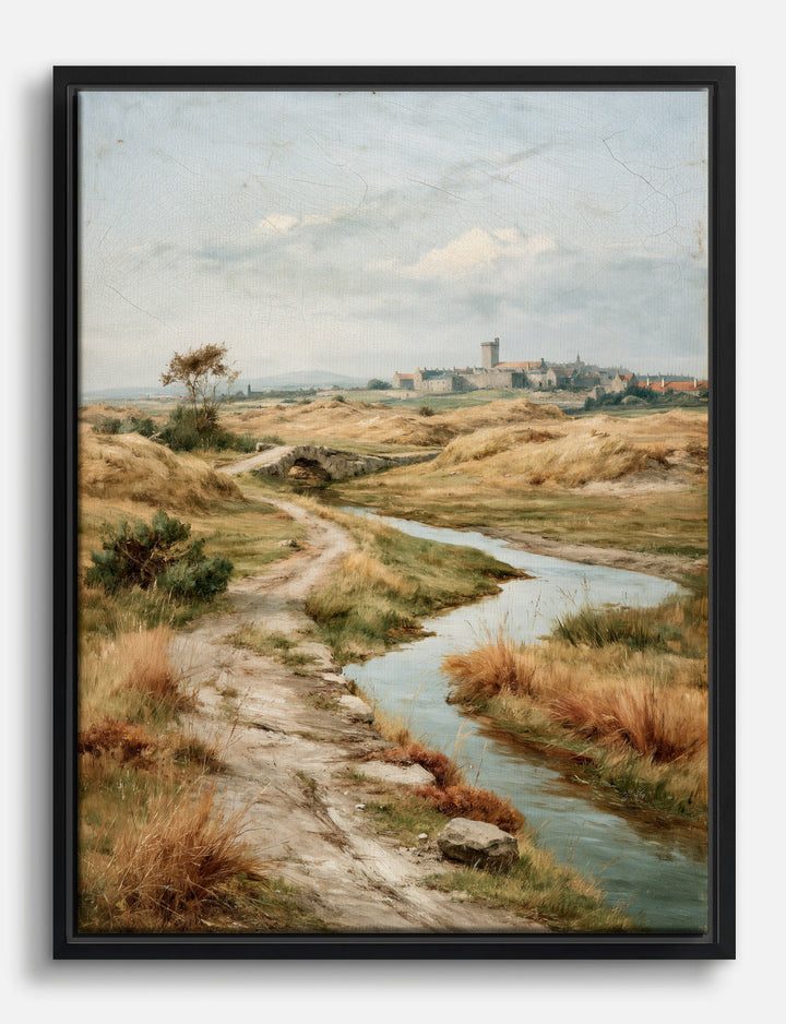 Path to the Old Town Canvas Print Black