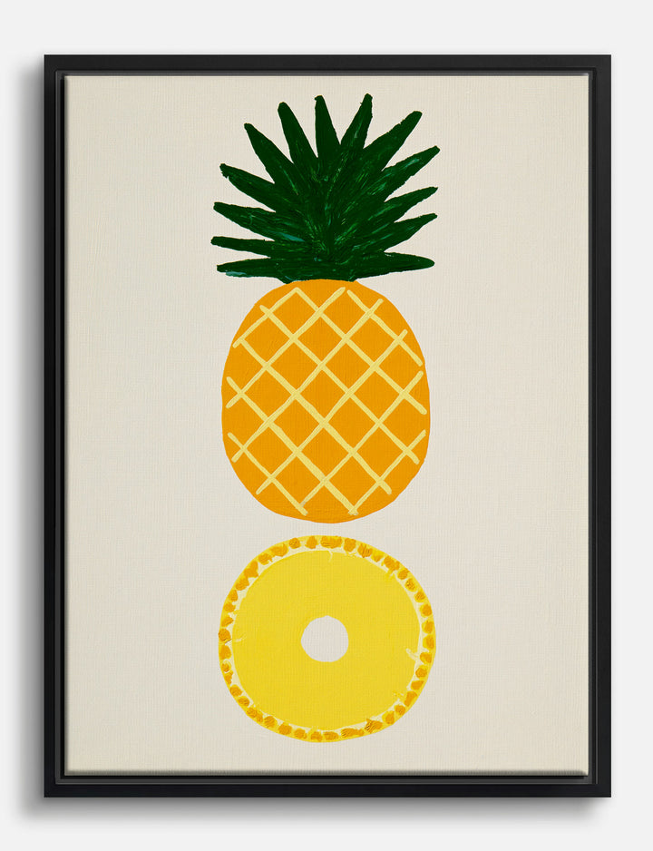 Pineapple and Slice Canvas Print Black