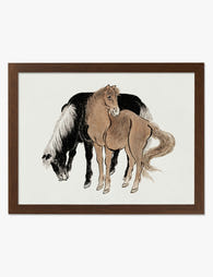 Hokusai Horses Harmony Art Print Brown