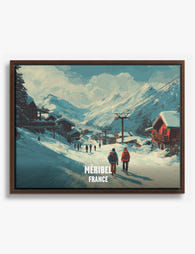 Snowy Méribel Village Escape Canvas Print Brown
