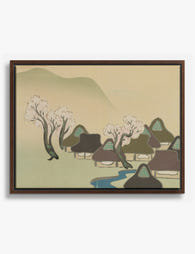 Spring Village by Kamisaka Sekka Canvas Print Brown