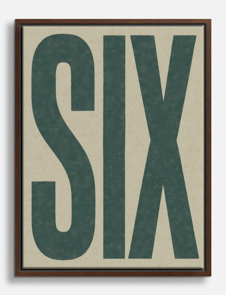 Bold Six Typography Canvas Print Brown