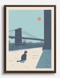 Brooklyn Cat Sunrise Canvas Print - Brown